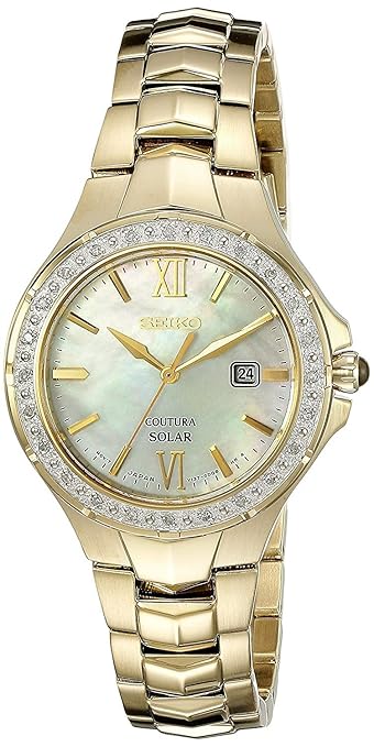 Seiko Damen Datum klassisch Solar Uhr mit Edelstahl Armband SUT242P9