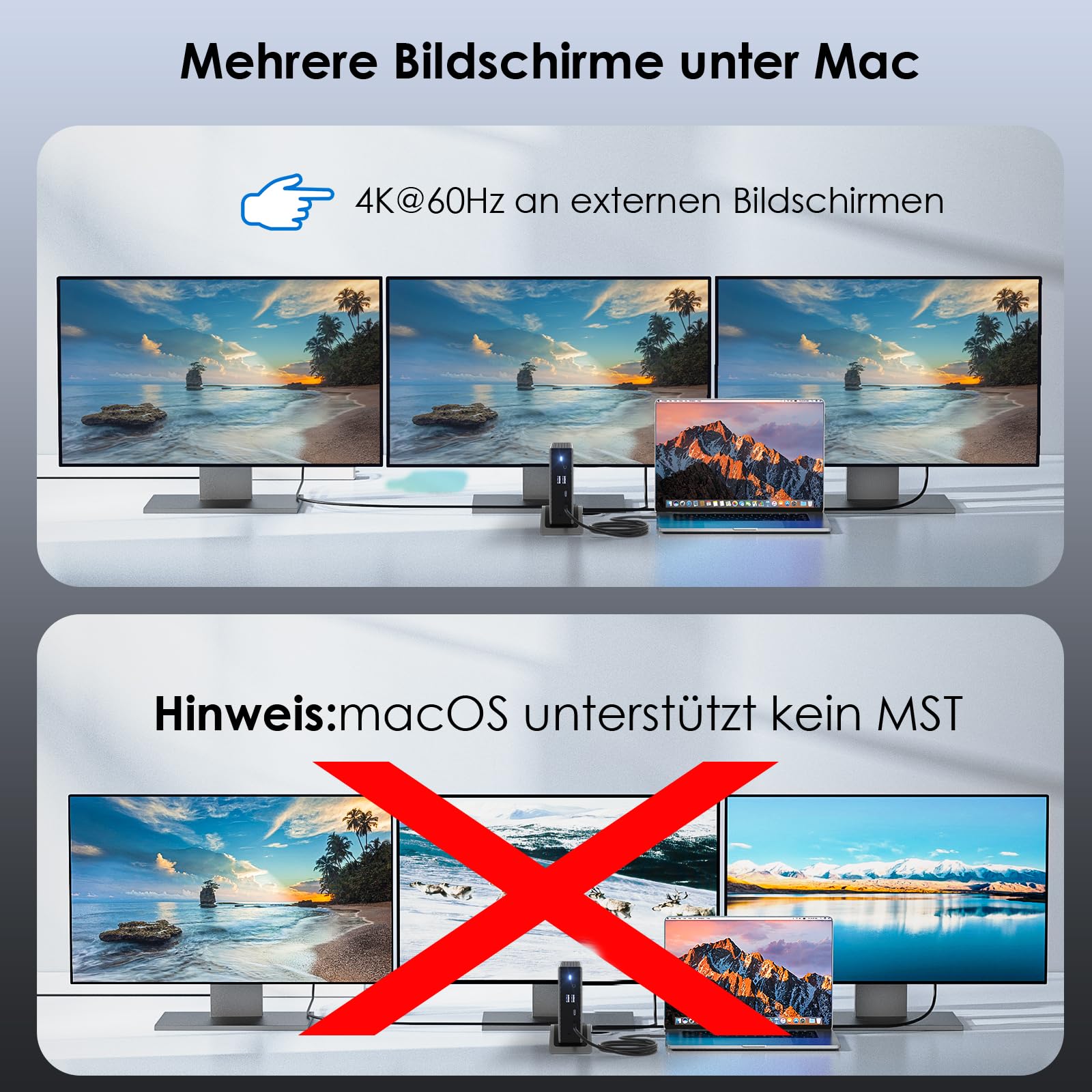 USB C Docking Station,PD3.1 Docking Station für 3 Monitore mit 2*DP+HDMI, 4K@144Hz,140W Ladegerät, USB-C 10Gbps,USB-A 5Gbps,Gigabit-Ethernet,Audio/Mikrofon für Lenovo, HP, Dell, Windows System 5