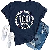 TUPOSU 100 Days of School Shirts for Women 100th Day Teacher T-Shirts Cute School Teacher Tee Top