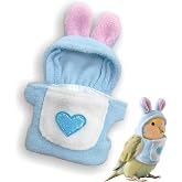 HELAIMAY Love Bellyband Rabbit Ears Pet Bird Costume, Cozy Cute Cosplay Photo Prop Clothes Parrots Flight Suit, Bird Hoodie for African Greys Monk Parakeet Cockatiel, M, 1 Piece