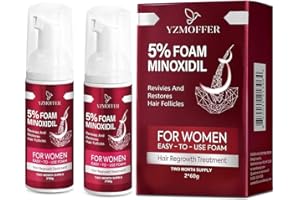 Yzmoffer 5% Minoxidil Foam for Women Hair Growth: Hair Regrowth Treatment for Women, Reduce Hair Thinning & Hair Loss, Nourish Scalp, Thicker & Fuller Hair, 2 x 60g (2-Month Supply)