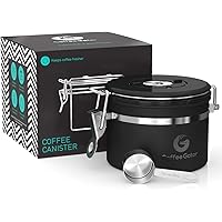 Coffee Gator Stainless Steel Coffee Grounds and Beans Container Canister with Date-Tracker, CO2-Release Valve and…