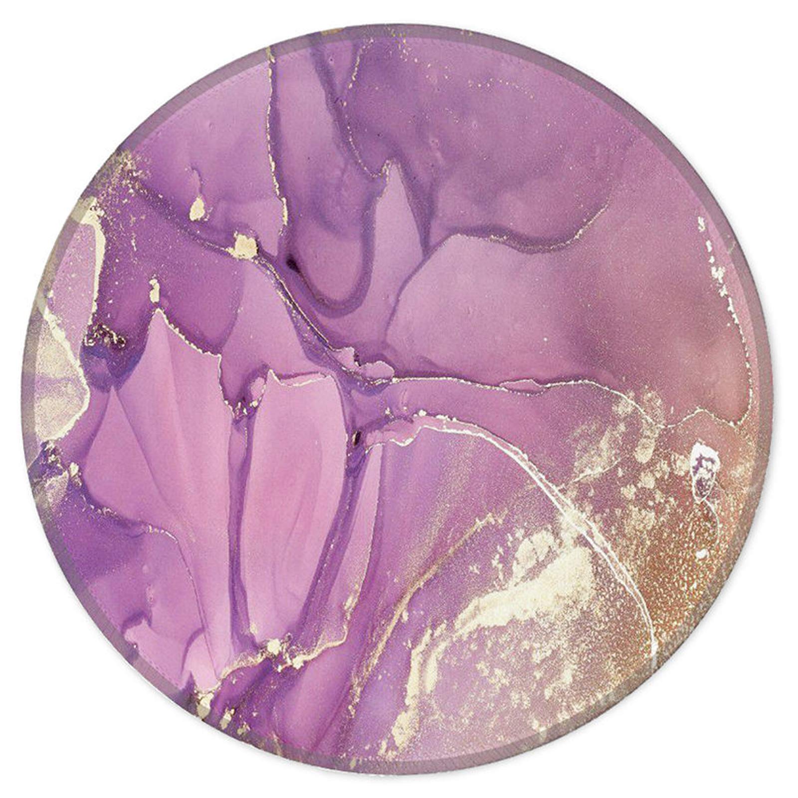 Nakapa Round Mouse Pad,Non-Slip Rubber Base Mousepad 7.9x7.9 inches Mouse Mat for Working Gaming Laptop and Computer (Marble Purple Golden)