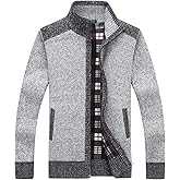 Yeokou Men's Casual Slim Full Zip Thick Knitted Cardigan Sweaters with Pockets
