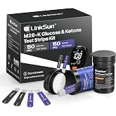 LinkSun 50 Glucose &amp; 50 Ketone Strips, Compatible Exclusively with M26-K | Results in 5-9s &amp; Accurate Ketone Strips Urine Test for Ketosis, Fasting, Low-Carb &amp; Ketogenic Diet, Daily Use, Travel, Home