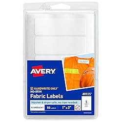 Avery No-Iron Fabric Labels, 1" x 3", Washer and
