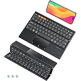 MEETION Foldable Bluetooth Keyboard with Touchpad, Tri-Folding Compact Box Portable Keyboard, Rechargeable Wireless Travel Keyboards with Trackpad for iPad Smartphone Laptop PC Windows iOS Mac Android