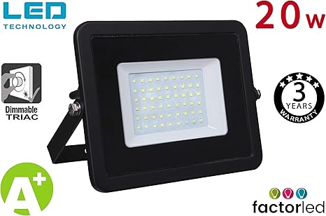 FactorLED Foco Proyector LED 20W Exterior Negro IP65 Elegance ...