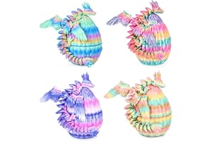 4PCS 3D Printed Dragon Eggs with Baby Dragon Inside Easter Basket Stuffers Christmas Tree Ornaments,Kids Toys & Gifts for Bir