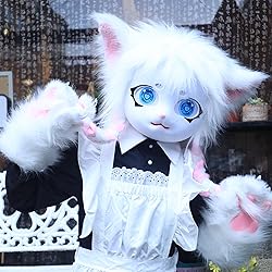 hbbhml Animal Cat Head Mask Fursuit Cute Plush