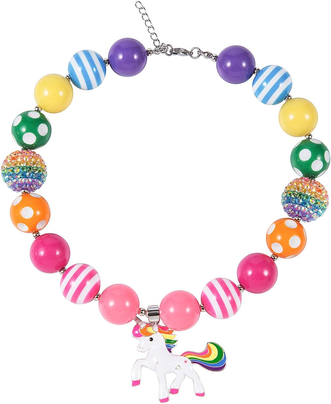 HABILY Chunky Bubblegum Necklace Colorful Unicorn Fashion Beads with Gift Box for Baby Girls
