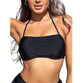 SHEKINI Womens Bandeau Bathing Suits Removable Strap Halter Bandage Bikini Tops Swimsuit