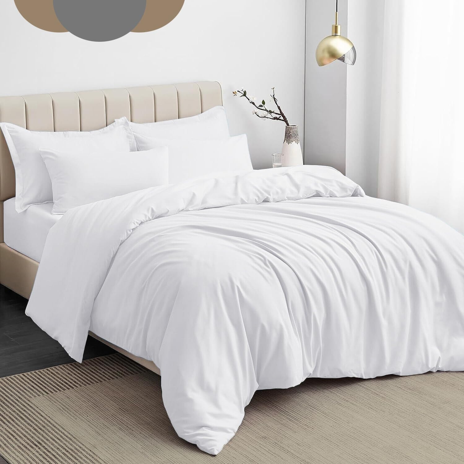 Dazzle Collection® Plain Dyed DUVET COVER SET with Matching Pillowcases Luxury 100% PolyCotton Bedroom Bedding Bed Set Easy Care UK Sizes Bedding Set (King, White)