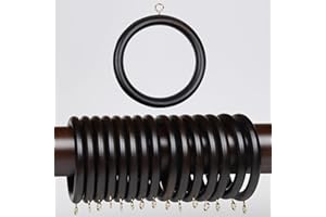MARS EXPORTS Handmade Wooden Drapery Rod Rings, Curtain Rod Rings, for 1-1.5 inch Curtain Rod Pole - Beech Wood (24, 2.7 INCH Inner Dia)