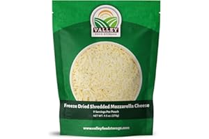 Freeze Dried Shredded Mozzarella Cheese, 9.5 Oz | Premium Shelf Stable Cheese in Resealable Mylar Bag | Easy Prep Non-GMO High Protein Snacks | Gluten Free Survival Camping Food by Valley Food Storage