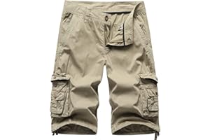 DGWZ Mens Cargo Shorts Multi Pockets Twill Cotton Relaxed Fit Outdoor Camo Cargo Short for Men