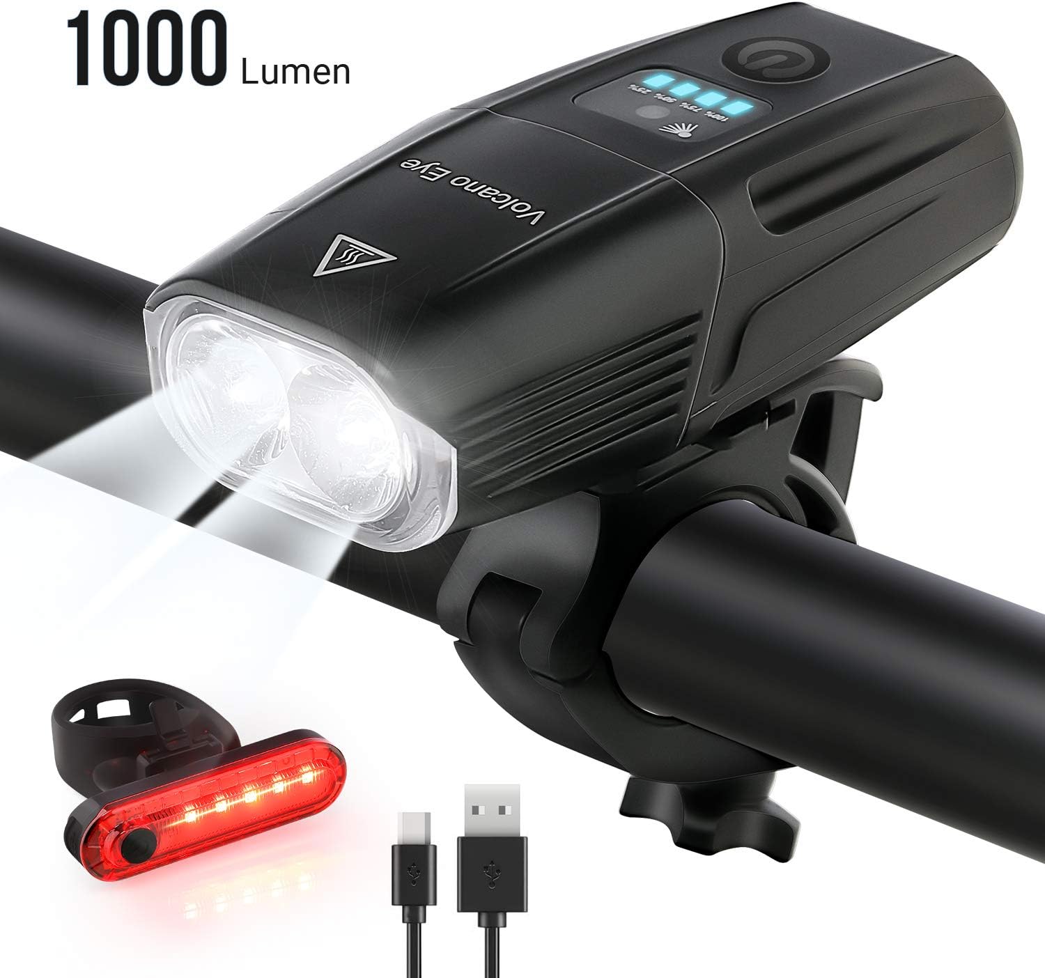 Volcano Eye Bike Light Set, Rechargeable Bike Headlight