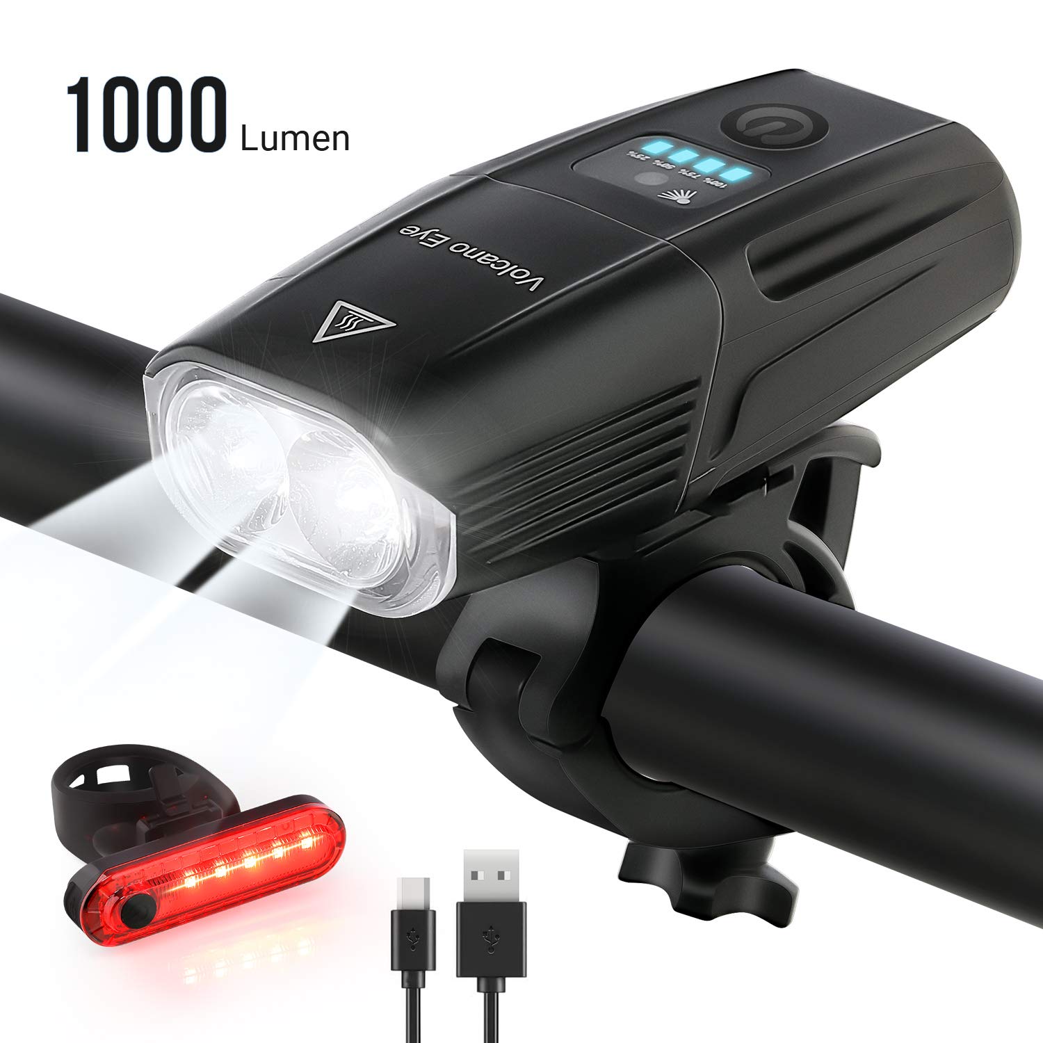 Buy Volcano Eye Bike Light Set, Rechargeable Bike Headlight 1000 Lumen