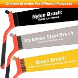Tomoyuki 3-Piece Wire Brush Set; Brass, Stainless, Nylon – Wood, Metal Cleaning view 3