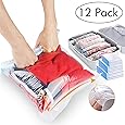 12 Sacchetti Sottovuoto E Support – Grandi 80x60 Cm, Salvaspazio, Riutilizzabili, Con Doppia Chiusura, Per Vestiti, Coperte E Biancheria