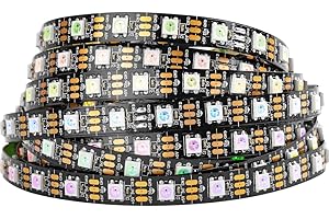 BTF-LIGHTING WS2812B IC RGB 5050SMD Pure Gold Individual Addressable LED Strip 16.4FT 300LED 60Pixel/m Flexible Full Color IP30 DC5V for DIY Chasing Color Project(No Adapter or Controller)