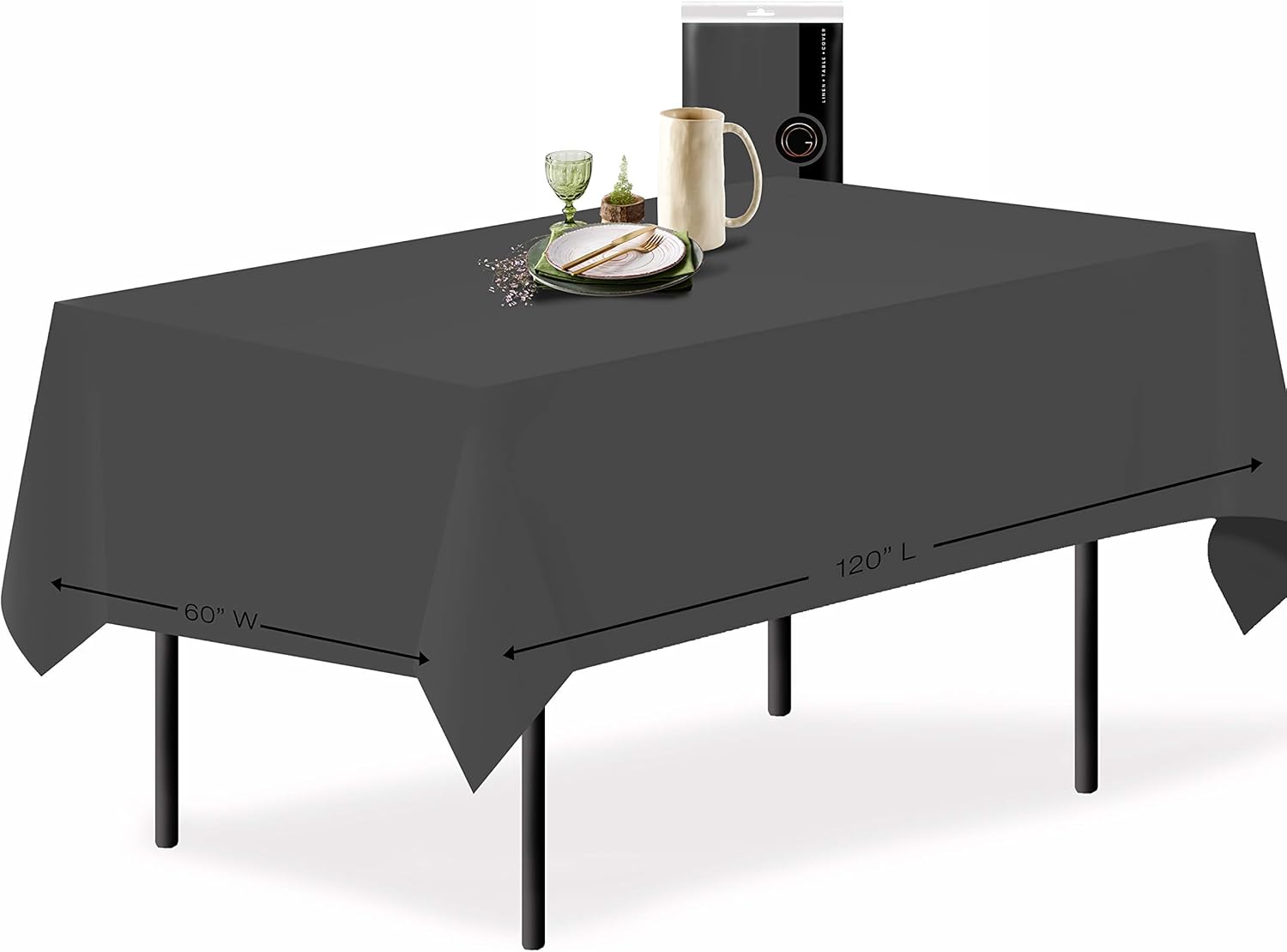 Grandipity Black 1 Pack Premium Polyester Rectangle Tablecloth 60" x 102" Inch Rectangular (Linen Alternative) Fabric Table Cloth for 6 Foot Table Washable Polyester - Wrinkle and Stain Resistant: Home & Kitchen