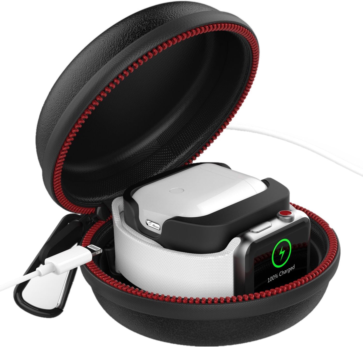 Lwsengme Compatible with Apple Watch Stand, Charging Dock Compatible with Apple Airpods Accessories & Compatible with Apple Watch with Waterproof Travel Storage Box (Black)