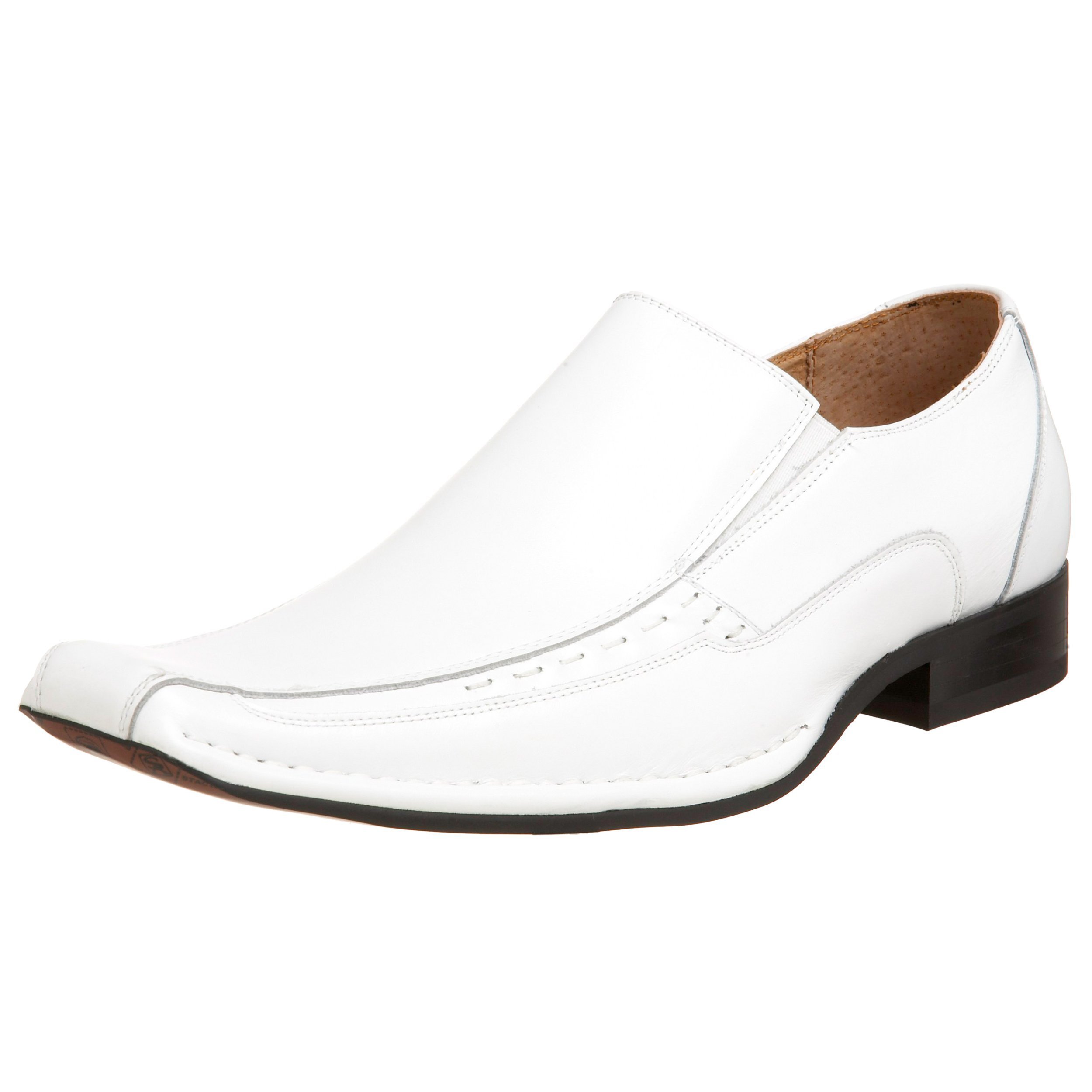STACY ADAMS mens Templin Bicycle-toe Slip-on loafers shoes, White, 10.5 US