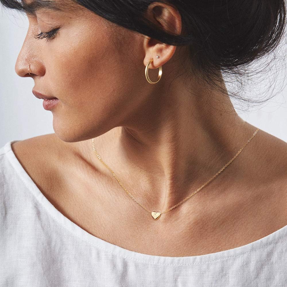 MONOOC Tiny Y Initial Heart Necklace for Women Girls, 925 Sterling Silver 14K Gold Filled Initial Flower Girl Necklaces for Teen Girls Kids Children Jewelry Birthday Gifts for Girls: Jewelry