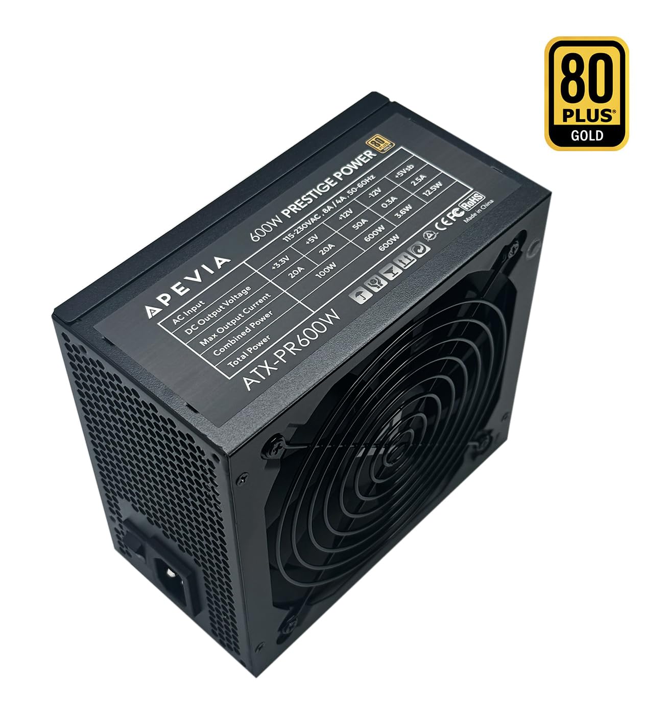 Apevia ATX-PR600W Prestige 600W 80+ Gold Certified, RoHS Compliance, Active PFC ATX Gaming Power Supply