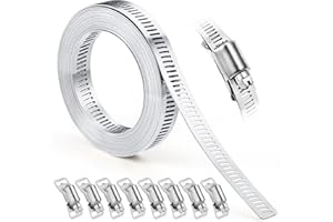Hose Clamps, DIY 12.5 FT Metal Strap + 8 Fasteners, Hose Clamps Stainless Steel, Large Adjustable Hose Clamp Pipe Clamp for P
