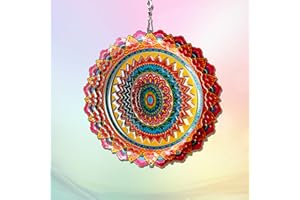 Fonmy Stainless Steel Wind Spinner Worth Gift Indoor Outdoor Garden Decoration Crafts Ornaments 6 Inch Multi Color Mandala Wind Spinners