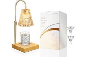 Keevvon Candle Warmer Lamp, Adjustable Height Candle Lamp Warmer with Timer, Electric Dimmable Wax Melt Warmer for Jar Candles with 2 Bulbs, Bedroom Home Decor Aesthetic Gift (Amber)