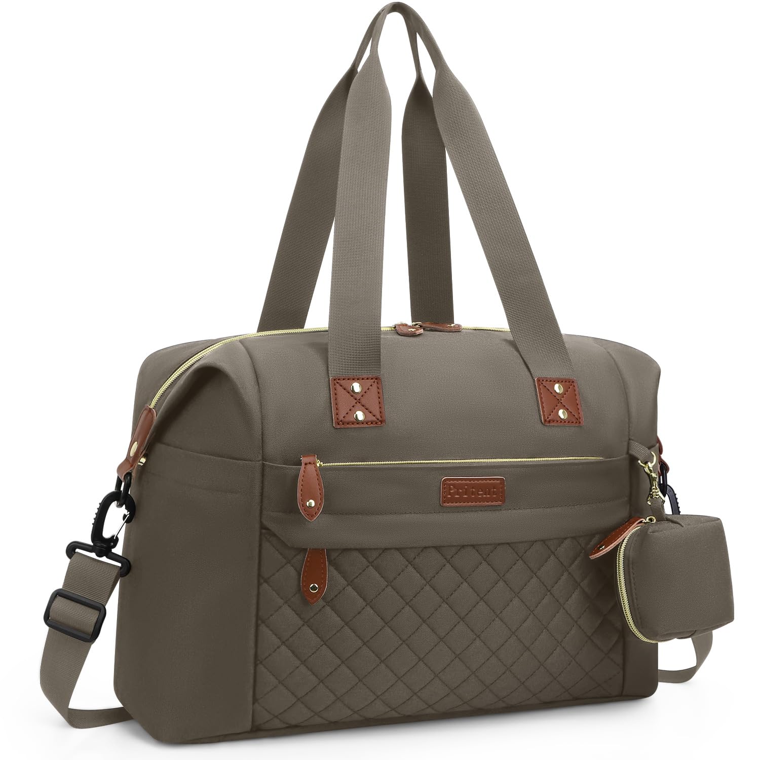 Photo 1 of Pritent Diaper Bag Tote, Diaper Baby Bags with Pacifier Case, Shoulder Straps, Stroller Clips, Waterproof Large Mommy Maternity Travel Baby Bag for Mom and Dad, khaki, Medium