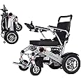 ENCAREFOR Range 24Mile Extended 20'' Seat Folding Electric Wheelchair for Adults, Lightweight Foldable 500W Powered Wheelchairs, Portable Folding Carry Wheelchairs, Airline Approved (Silver)