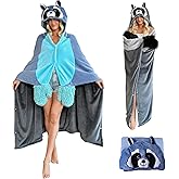 Yolidas Double-Sided Animal Wearable Blanket Hoodie-Thick Soft Cozy Flannel Hooded Blanket Adult Teen-Valentines Blanket Gift