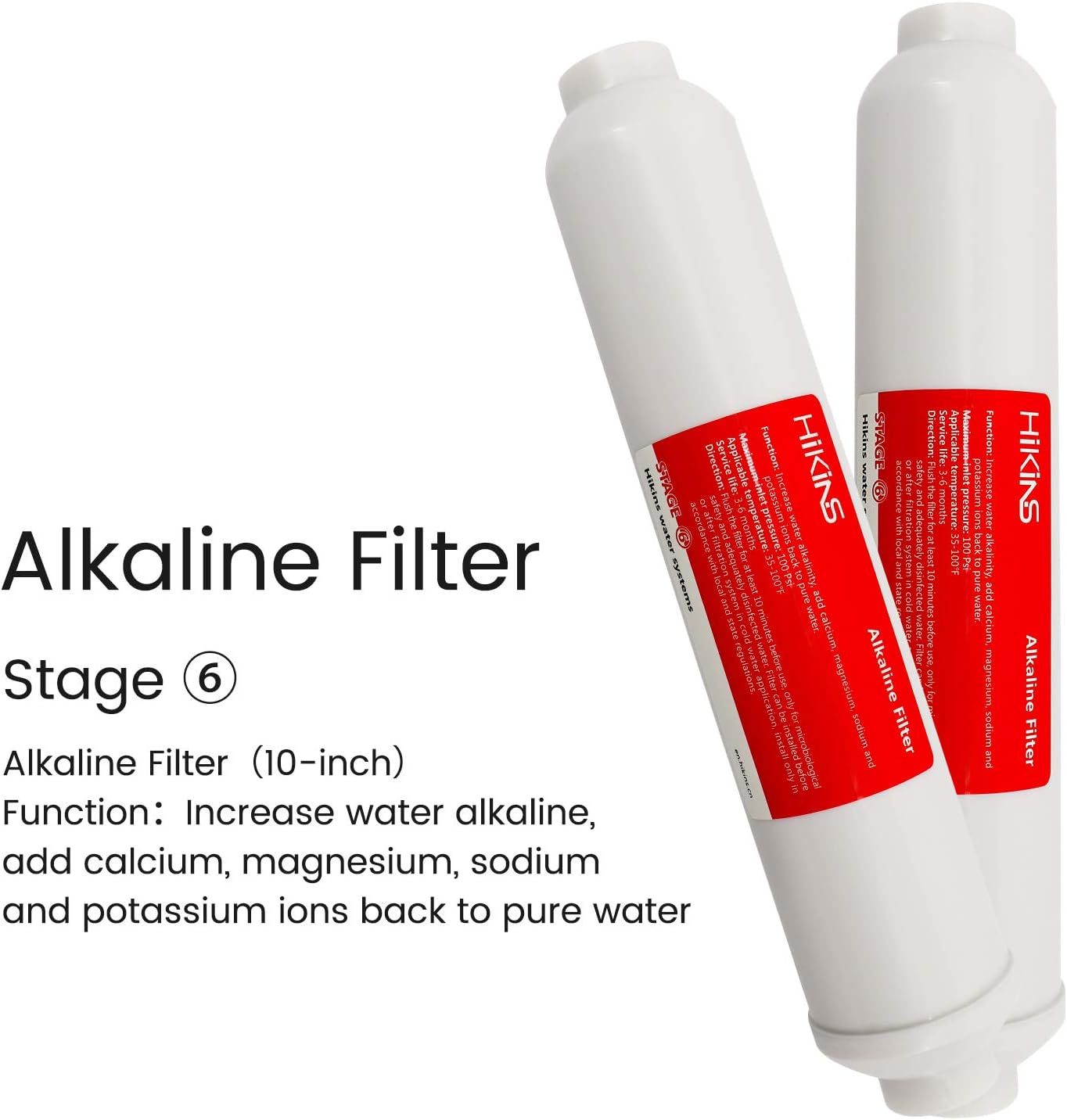 HIKINS 10” Alkaline Replacement Filter Cartridge PH+ with Mineralized