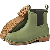 DKSUKO Women's Deck Boots Waterproof Ankle Rain Boots Non-Slip Rubber Fishing Boot Outdoor Work Shoes for Boating Gardening Farming（Green，8）