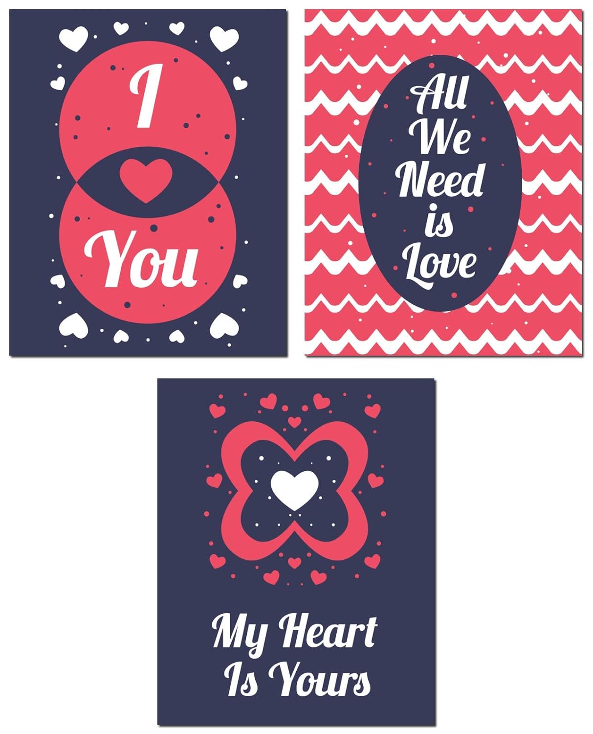 Bedroom Decor Wall Art - Beautiful And Decorative - Anniversay Valentine Husband Wife Gift - I Love You - Red Blue Design - Unframed…