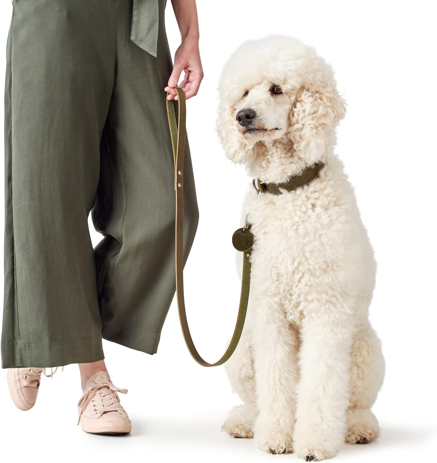 HUNTER Leash, 13/110 67299 Soft genuine cow leather, olive - Image 3