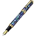 Xezo Maestro Fine Nib Fountain Pen, Iridescent Pāua Sea Shell with 18 Karat Gold Plating. Handmade, Limited Edition, Serialized. No Two Alike