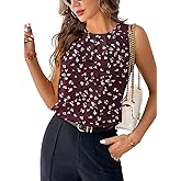 Samefar Womens Summer Tank Tops Pleated Crewneck Casual Loose Chiffon Blouses Sleeveless Tops Business Work Shirts