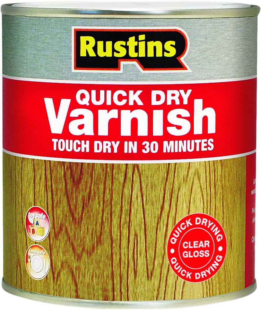 Rustins Quick Dry Varnish Clear Gloss 2.5l -Fast-Drying Water-Based Wood Varnish; Durable Non-Yellowing Finish in Gloss