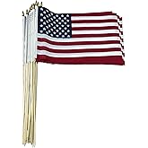 12x18 Inch Heavy Duty US American Hand held Grave Marker Cemetery Stick Flags with Sewn Pole Sleeve and No Fray Edges 30 inch (Pointed Bottom Dowel) for easy ground placement Made in USA (8)