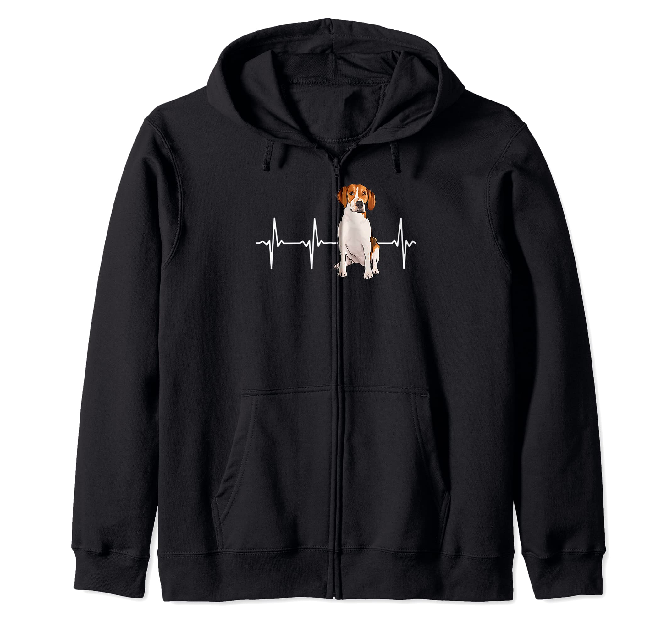 Harrier Heartbeat Dog Lover Zip Hoodie