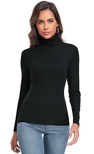 Women Turtleneck Mock Neck Active Shirt Base Layer Long Sleeve - Main Image