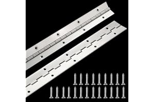 FVSEC 2 Pack Piano Hinge 24 Inch x 1.2 Inch Heavy Duty Continuous Hinge with Holes for Cabinets Boat Marine Door, 304 Stainless Steel Piano Hinge 0.04" Leaf Thickness 1.2'' Open Width