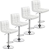 Yaheetech Bar Stools Set of 4, PU Leather Adjustable Swivel Barstools, Modern Armless Bar Chairs with Bigger Base, Thickened 