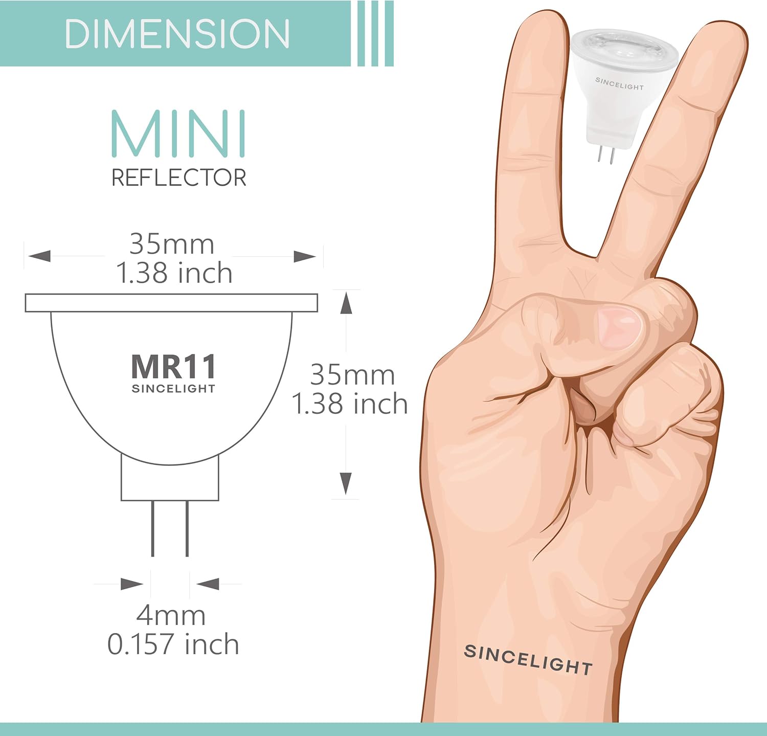 SINCELIGHT MR11 GU4 12V LED Small Spotlight Bulb diameter 35mm Reflector, 3W, 280 Lumens, 25W Halogen Equivalent - Image 3
