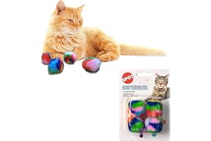 Ethical SPOT Kitty Yarn Puffs Colorful Woolen Yarn Cat Toy Contains Catnip 1.5" Pack of 4 Pet